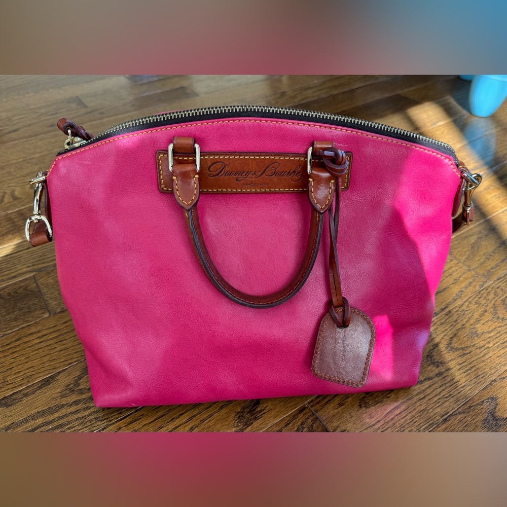 Dooney & Bourke Pink and Brown Satchel with Structured Design